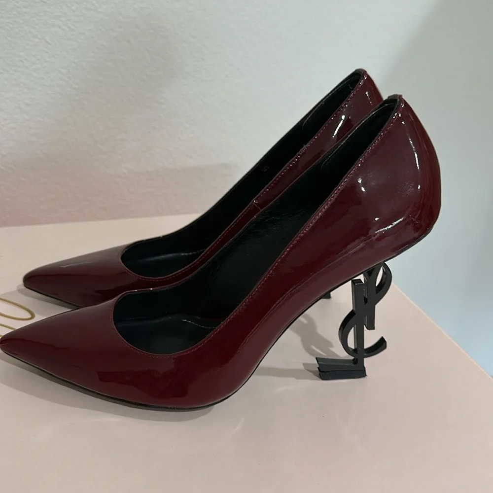 SAINT LAURENT OPYUM PUMPS IN PATENT LEATHER IN BURGUNDY - Picture 6 of 7